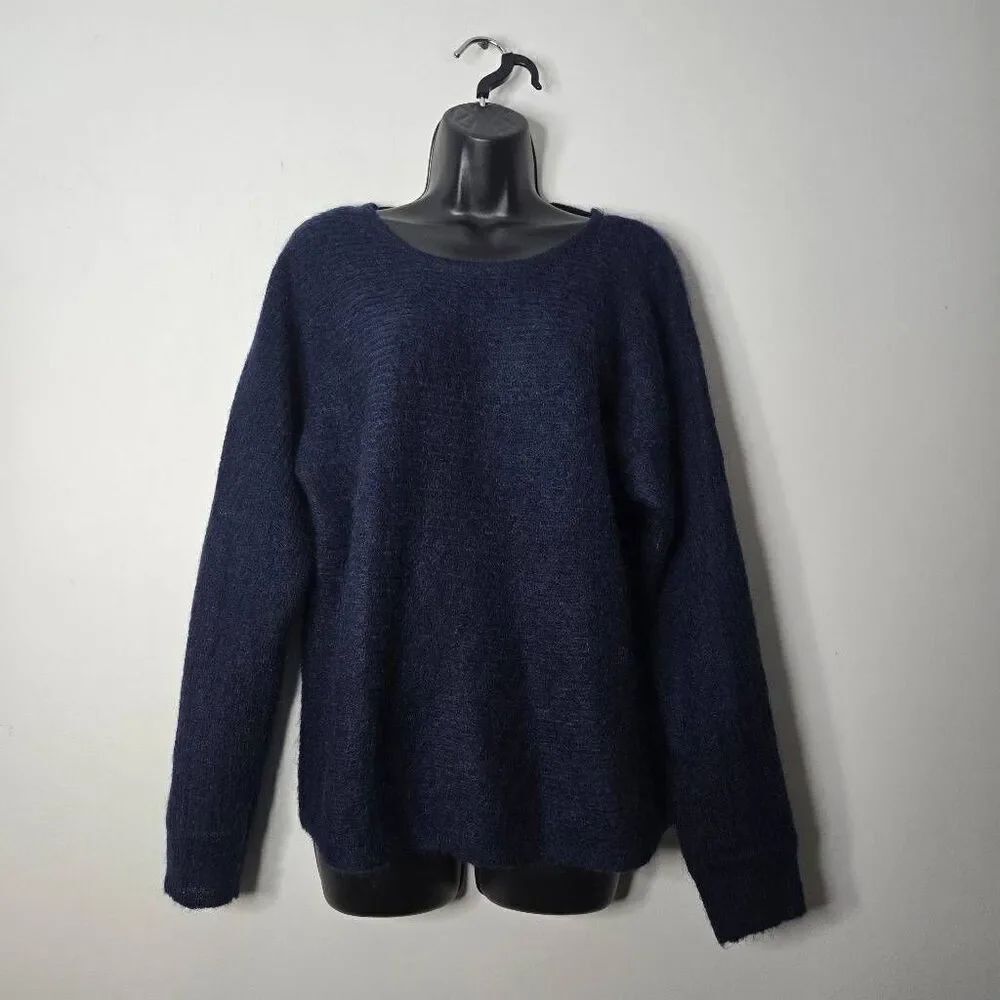 Esprit Sweater Size Small Wool Mohair Navy Tie Back